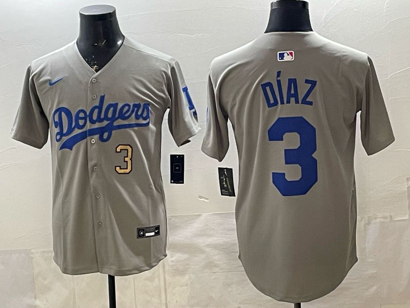 Men 2026 Los Angeles Dodgers #3 Diaz Grey Game Nike MLB Jersey style 009
